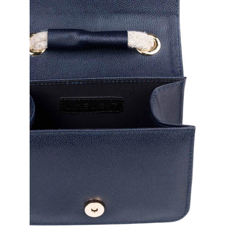 Navy Textured Handbag with Rope Handle – Bagella